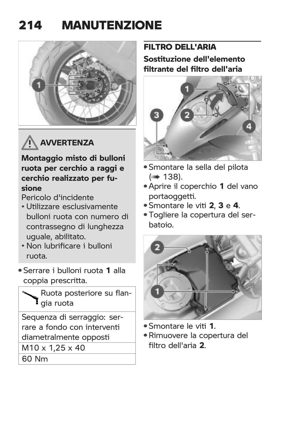 Anteprima reale del manuale BMW R 1250 GS Adventure 2021: 220 Filtro aria
