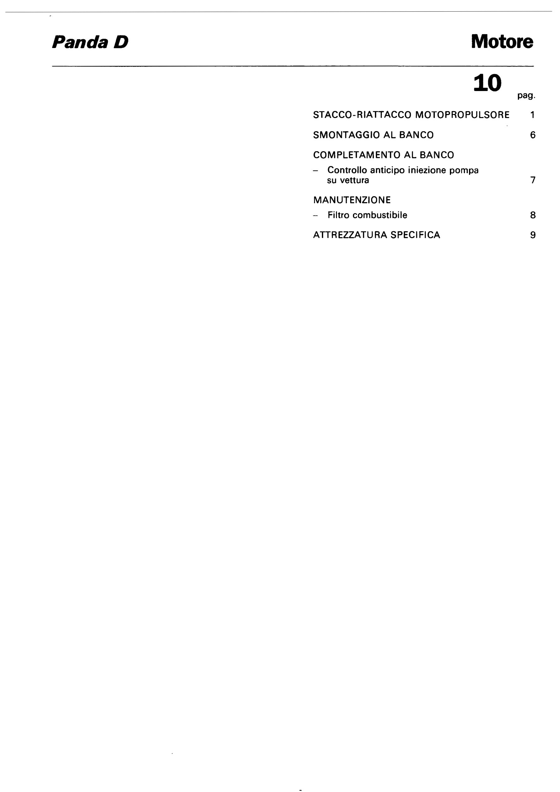 Fiat Panda Diesel Manuale Officina Motore 10: Stacco e Riattacco Motopropulsore (11 pagine)