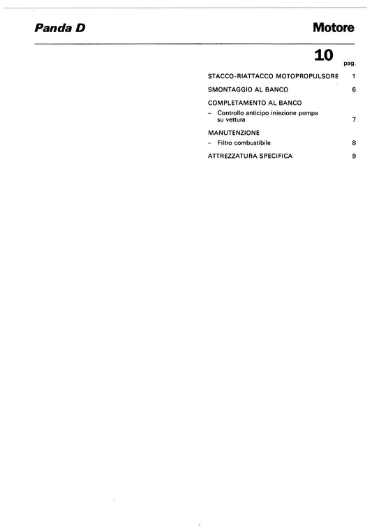 Fiat Panda Diesel Manuale Officina Motore 10: Stacco e Riattacco Motopropulsore (11 pagine)