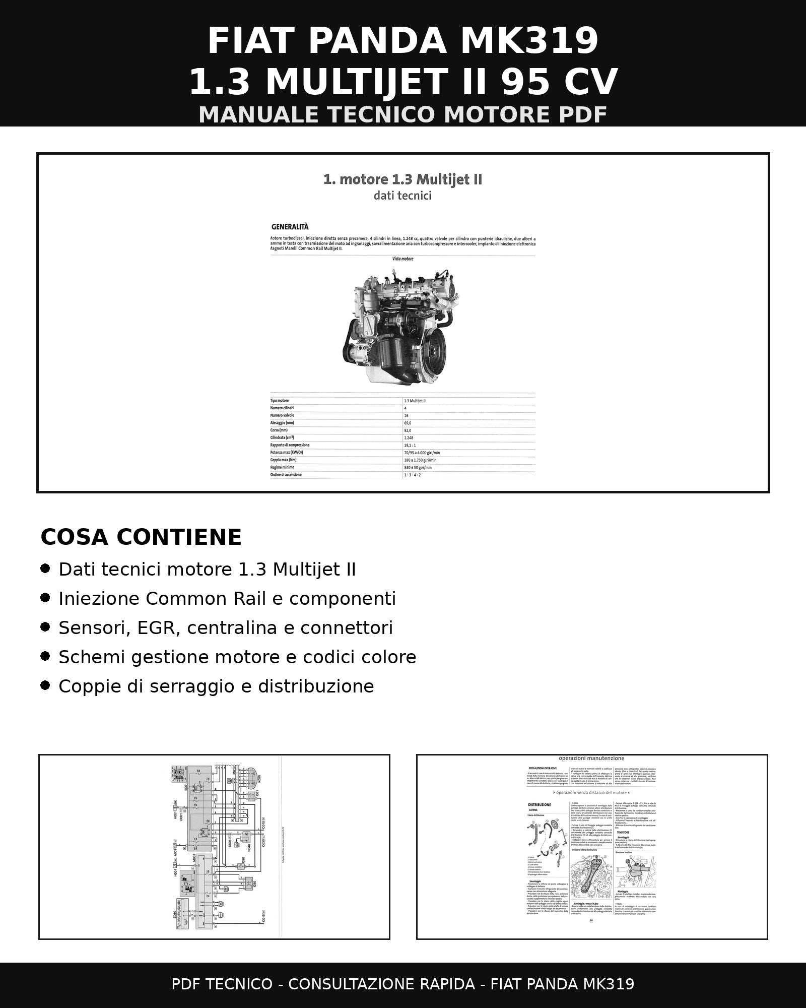 Manuale Motore Fiat Panda MK319 1.3 Multijet II 95 CV PDF Tecnico