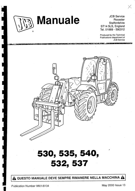 JCB Manuale Operatore 530 535 540 532 537 PDF Italiano – Comandi Cabina & Sicurezza