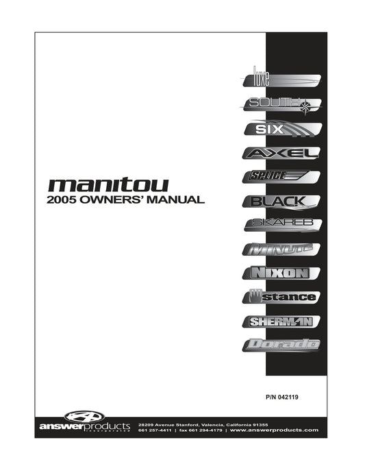 Manitou 2005 Suspension Fork Owner’s Manual (P/N 042119) PDF – Setup, Torque & Oil Specs