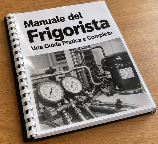 Manuale del Frigorista stampa B/N A4 spirale bianca: mockup rappresentativo