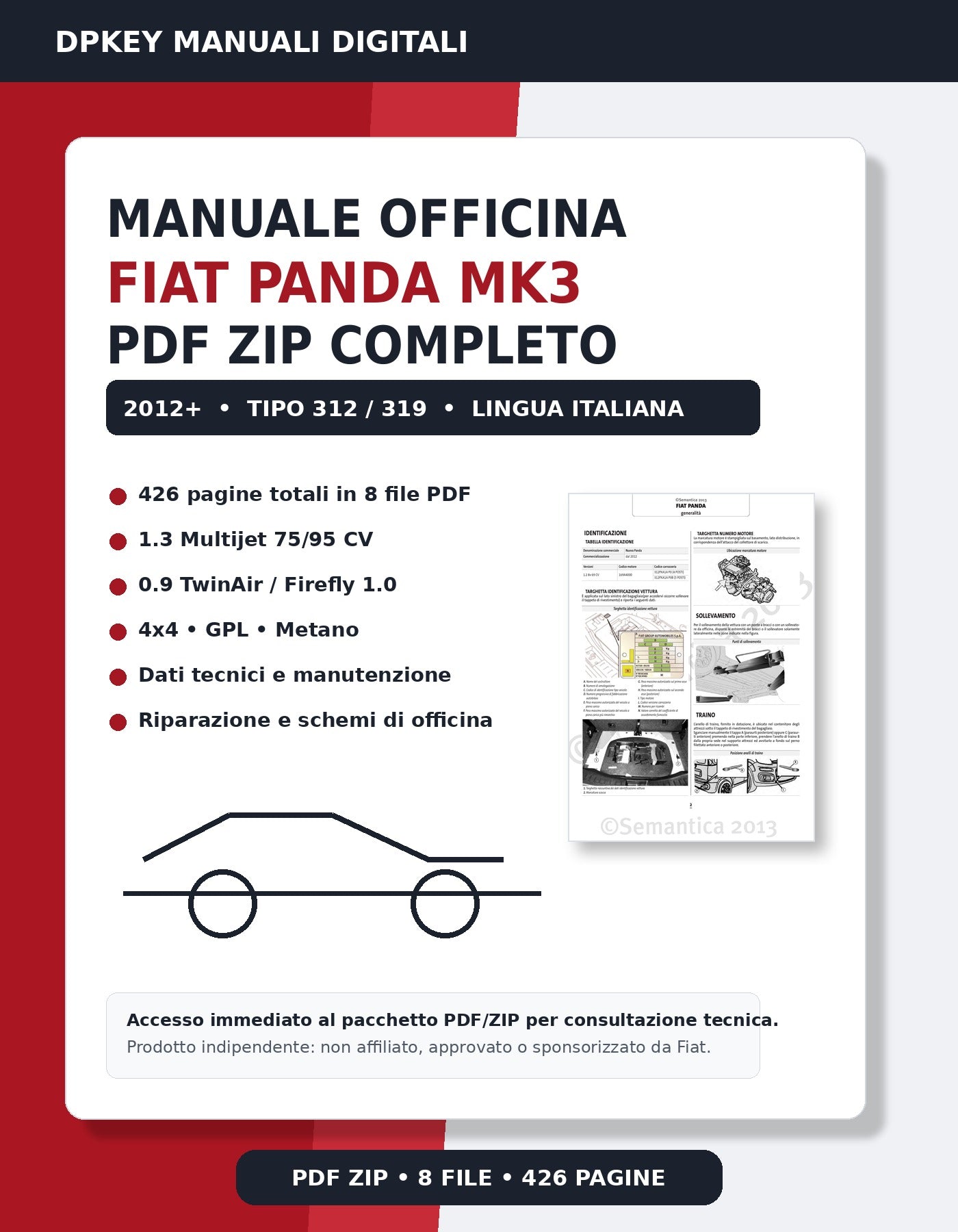 Fiat nuova Panda MK 319 Manuale PDF Officina italiano Servizio Riparazioni
