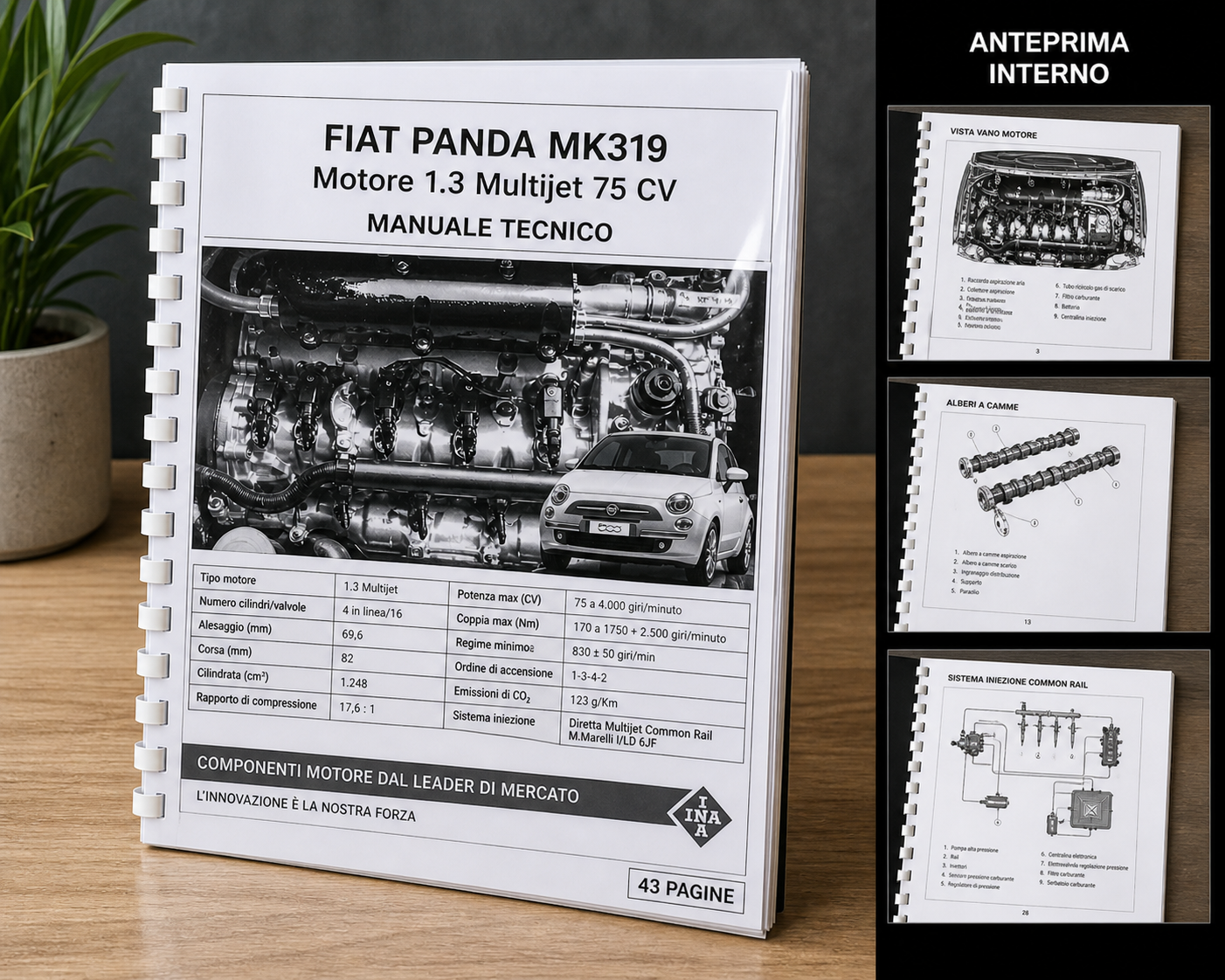 Manuale Motore Fiat Panda MK319 1.3 Multijet 75 CV PDF Tecnico