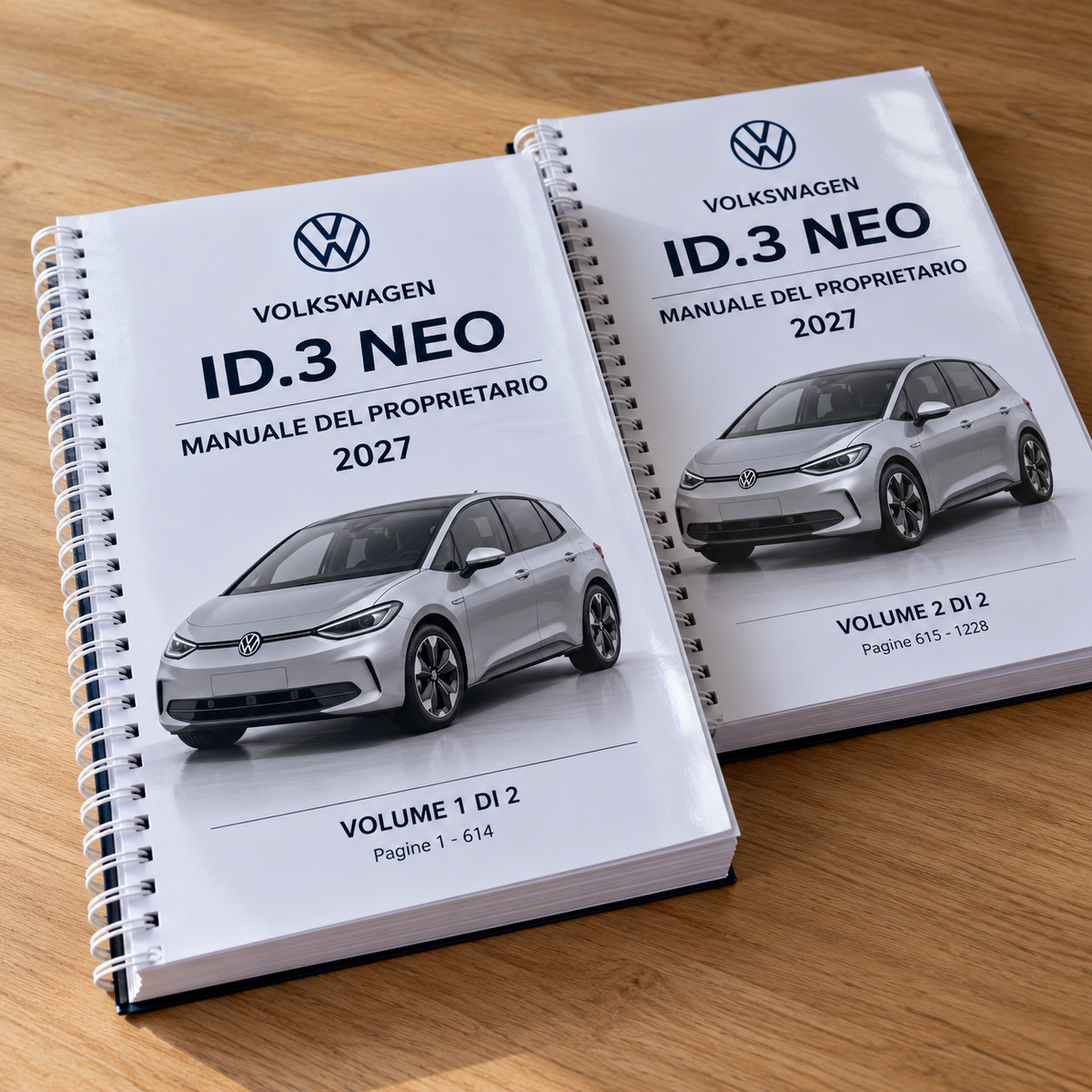 Mockup illustrativo stampa fisica Volkswagen ID.3 Neo 2027 due volumi