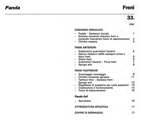 Fiat Panda – Sezione Freni 33: Stacco e Riattacco (Manuale PDF, 18 pagine)