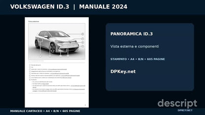 Volkswagen ID.3 2024 Manuale del Proprietario STAMPATO A4 B/N 605 Pagine