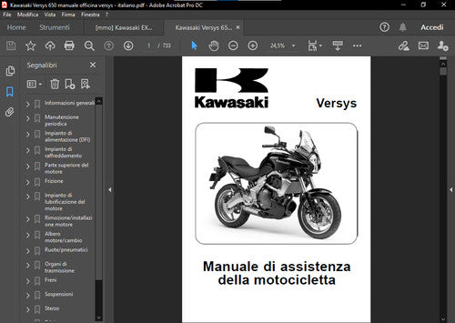 Anteprima manuale officina Versys 650 in italiano