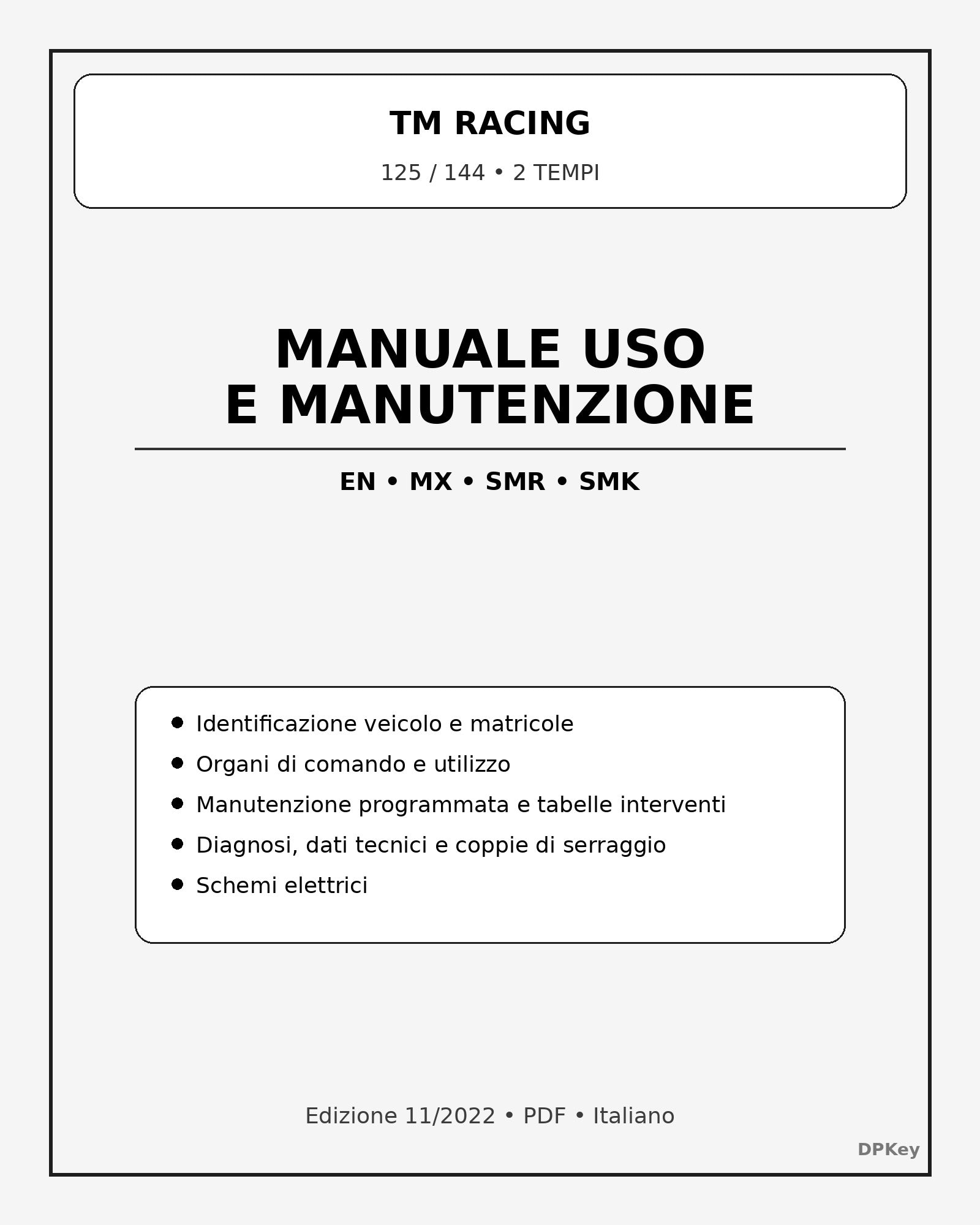 Manuale uso e manutenzione TM Racing 125/144 2 Tempi (EN/MX/SMR/SMK) PDF