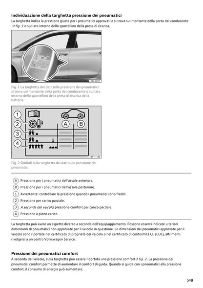 Manuale Volkswagen ID.4 2025 pagina 549: pneumatici, stampa B/N