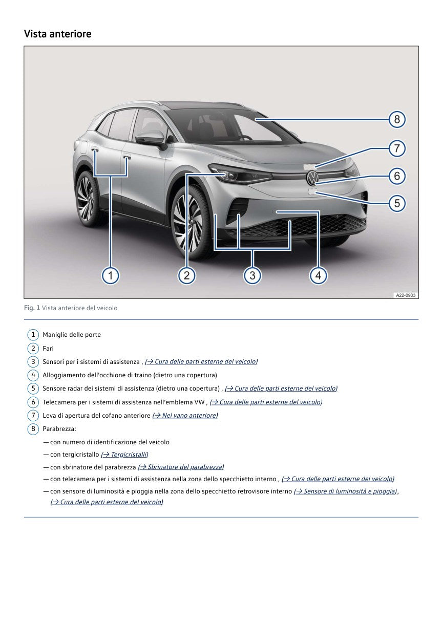 VW ID.4 2026 anteprima del PDF digitale originale pagina 5, vista anteriore in colori