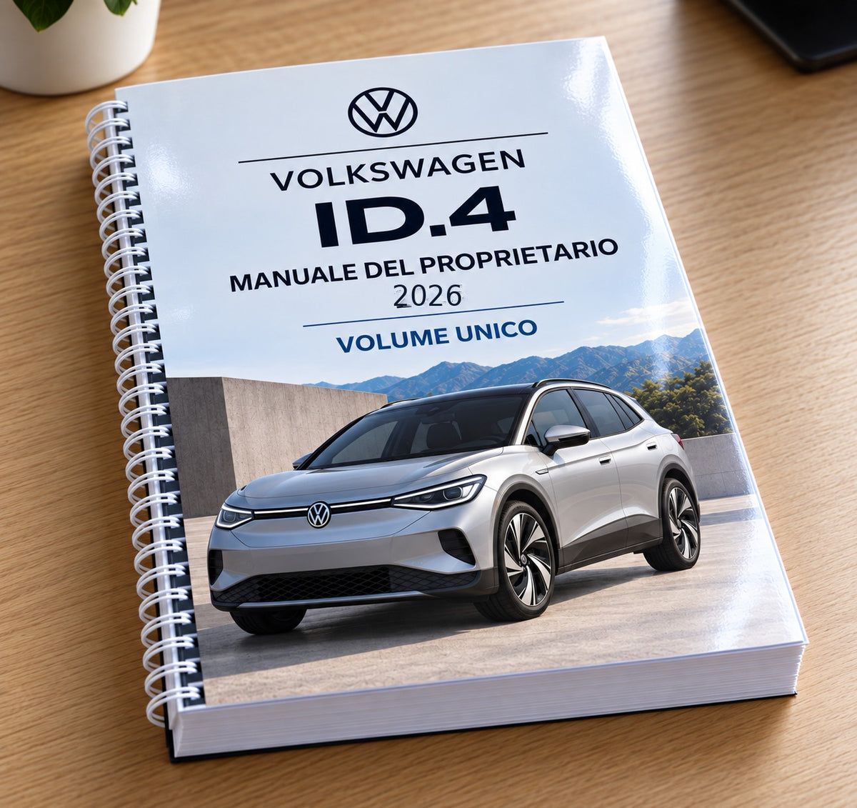 Volkswagen ID.4 2026 manuale proprietario stampato volume unico 773 pagine A4 B/N copertina a colori spirale bianca