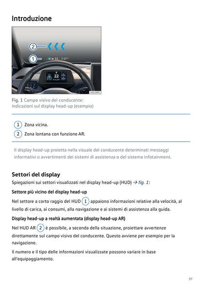 Volkswagen ID.4 2027 anteprima originale PDF colori pagina 57: Head up display